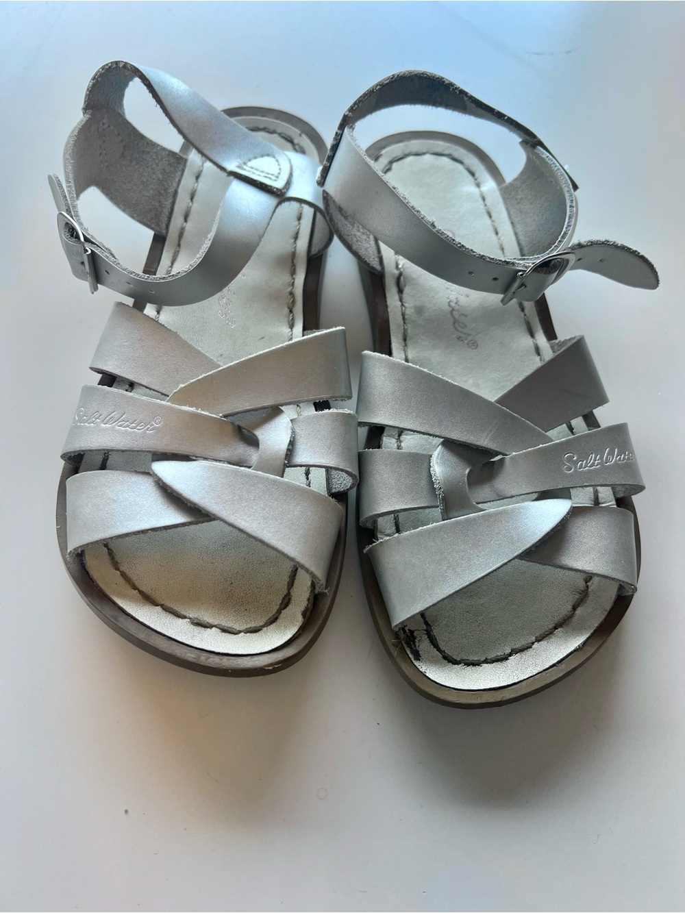 Saltwater sandals -girls 13 -silver